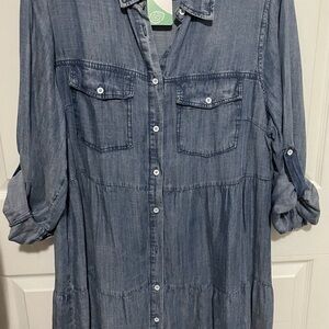 Denim Button-Up Shirt Dress